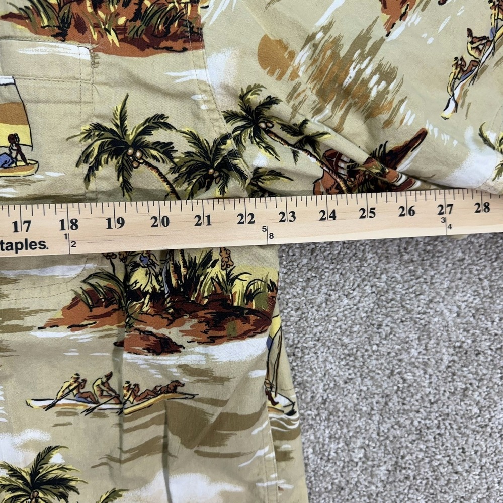 Timberland Button Front Shirt Men Large Tan Tropical Island Scene Vintage 2001 - Picture 6 of 8